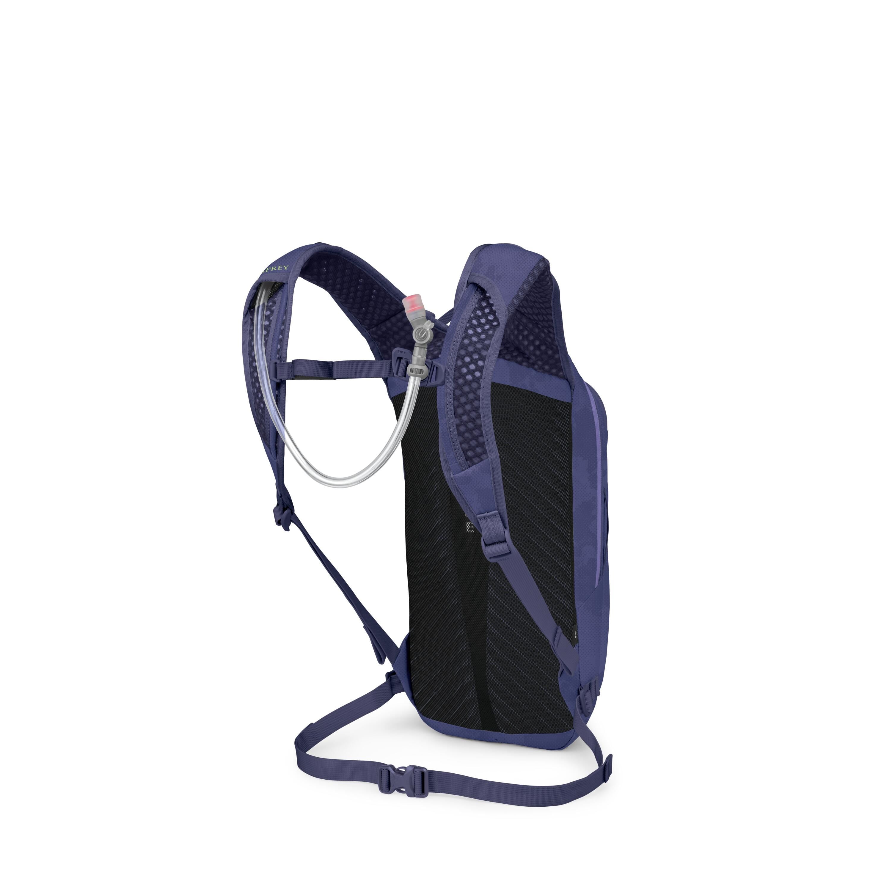 Osprey Berm 8 Bike Hydration Pack 8L in Botswana Purple Dust Print — angle view 3