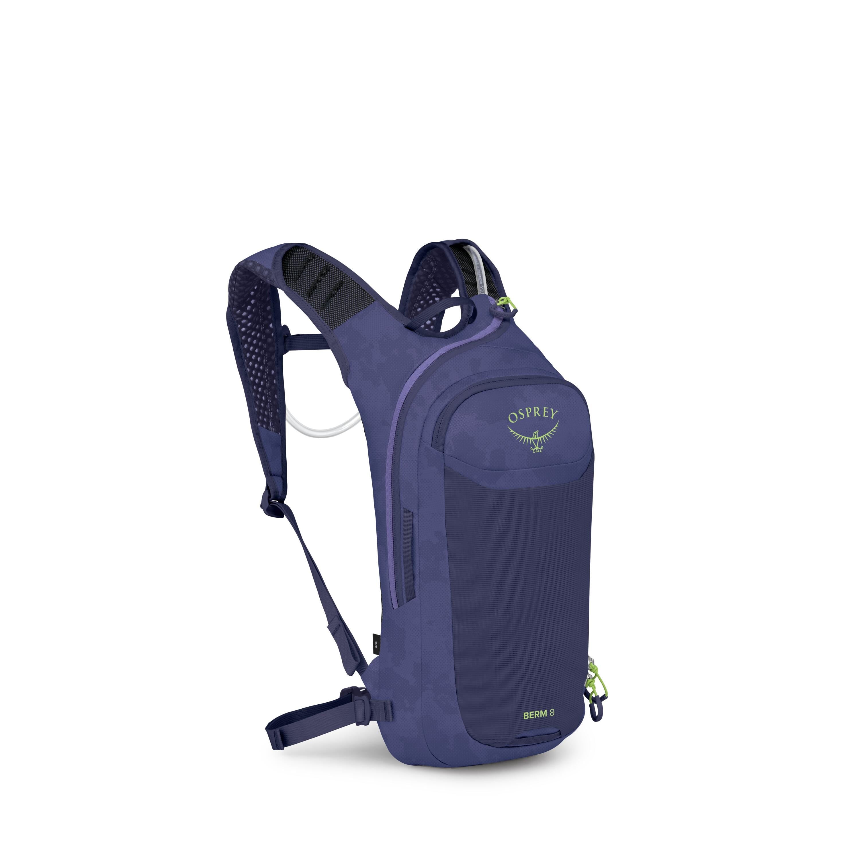 Osprey Berm 8 Bike Hydration Pack 8L in Botswana Purple Dust Print — angle view 2