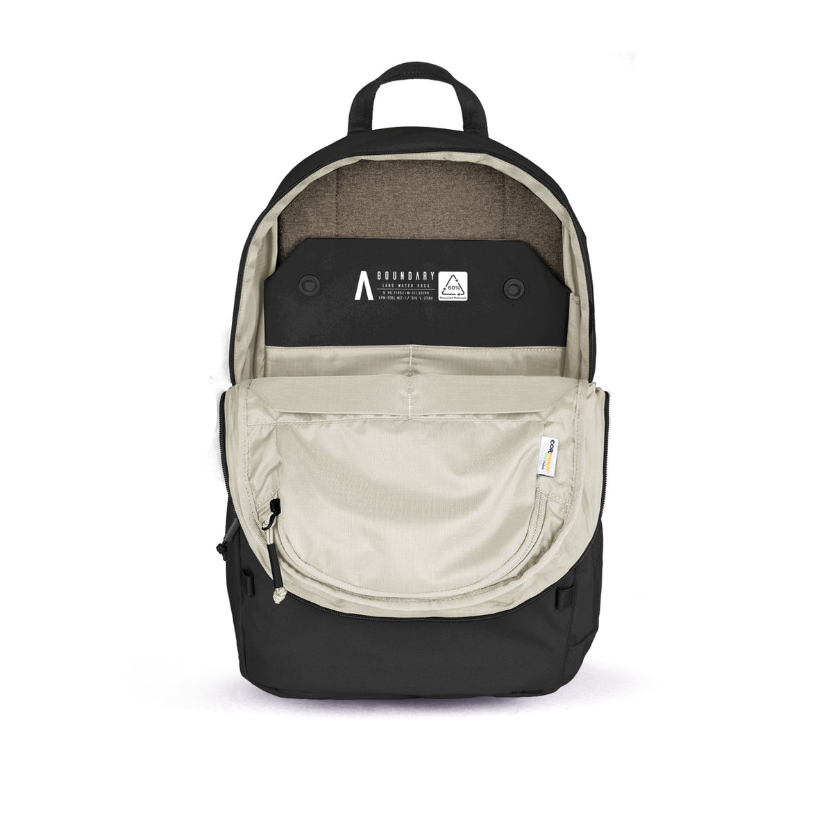 Boundary Supply Rennen Recycled Daypack in Black — interior view