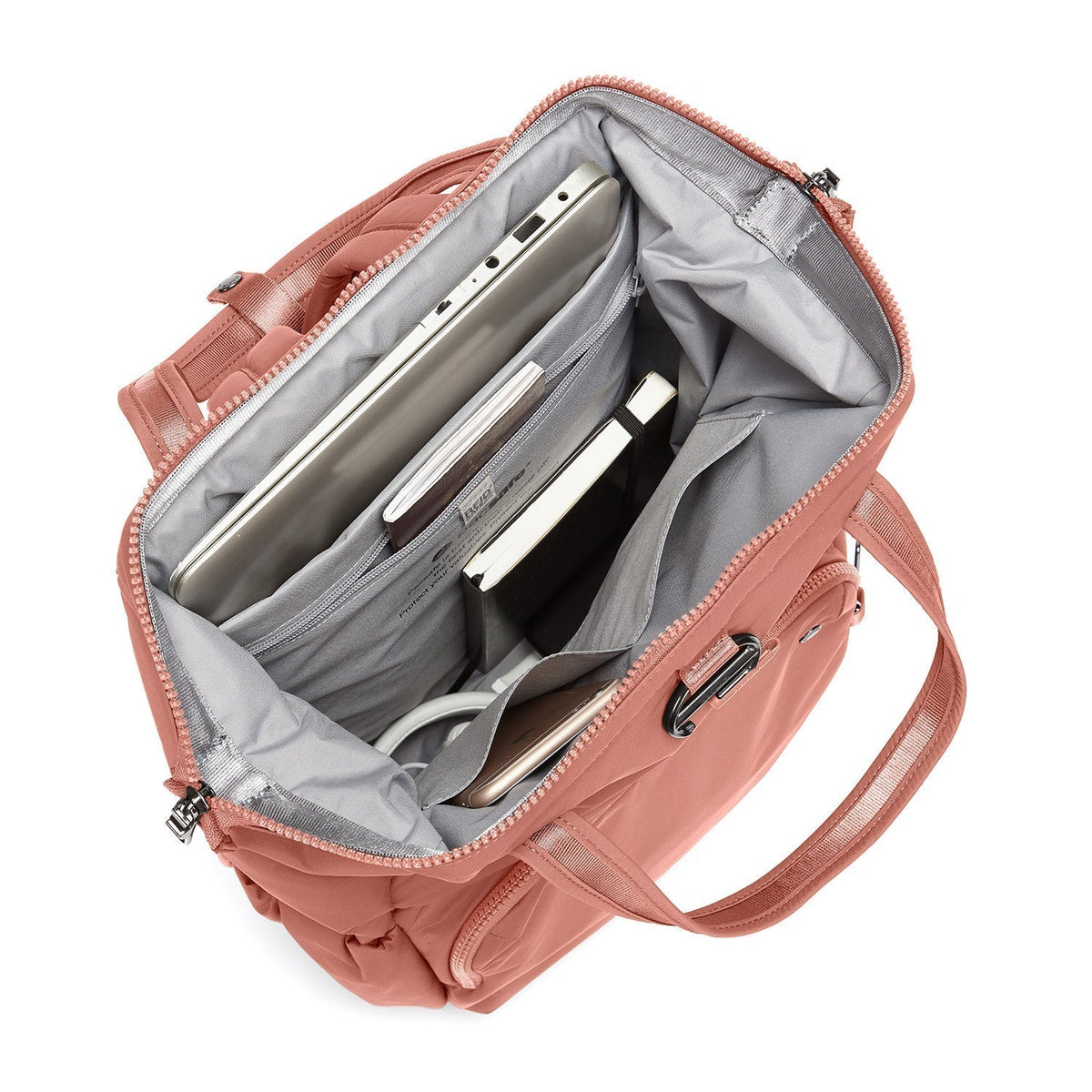 Pacsafe Citysafe® CX Anti-Theft Backpack in Rose — interior view
