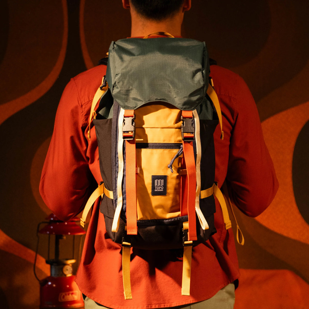 Topo Designs Rover Trail Pack in Forest Goldenrod — lifestyle # color_Forest Goldenrod