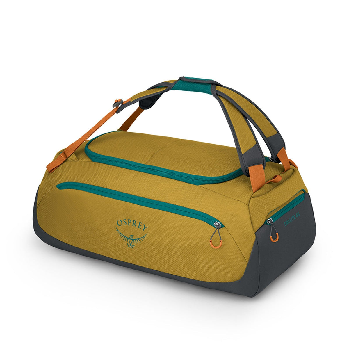 Osprey Daylite Duffel 45L in Tumbleweed Yellow/Tunnel Vision — front view # color_Tumbleweed Yellow/Tunnel Vision
