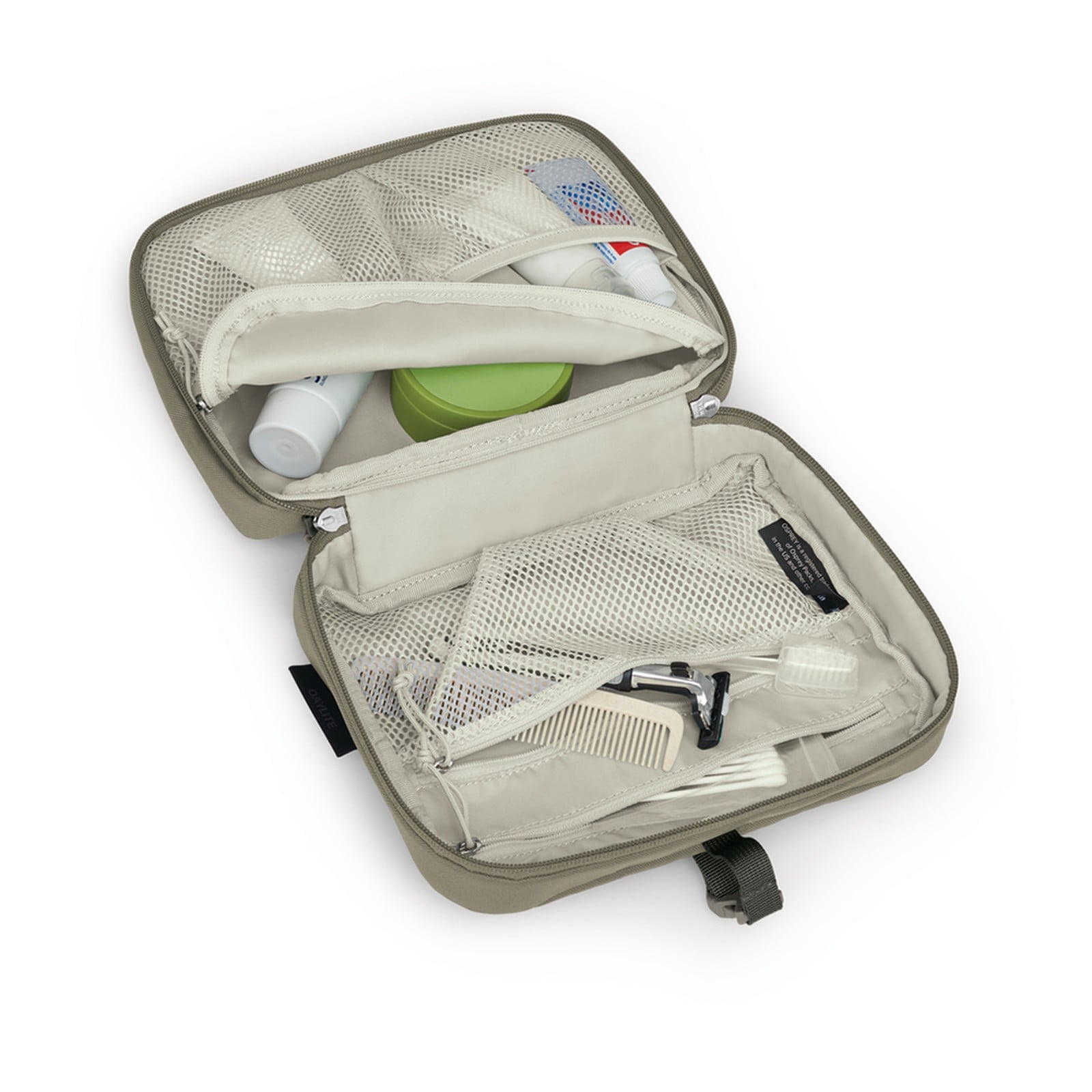 Osprey Daylite Hanging Toiletry Kit in Tan Concrete — angle view 2