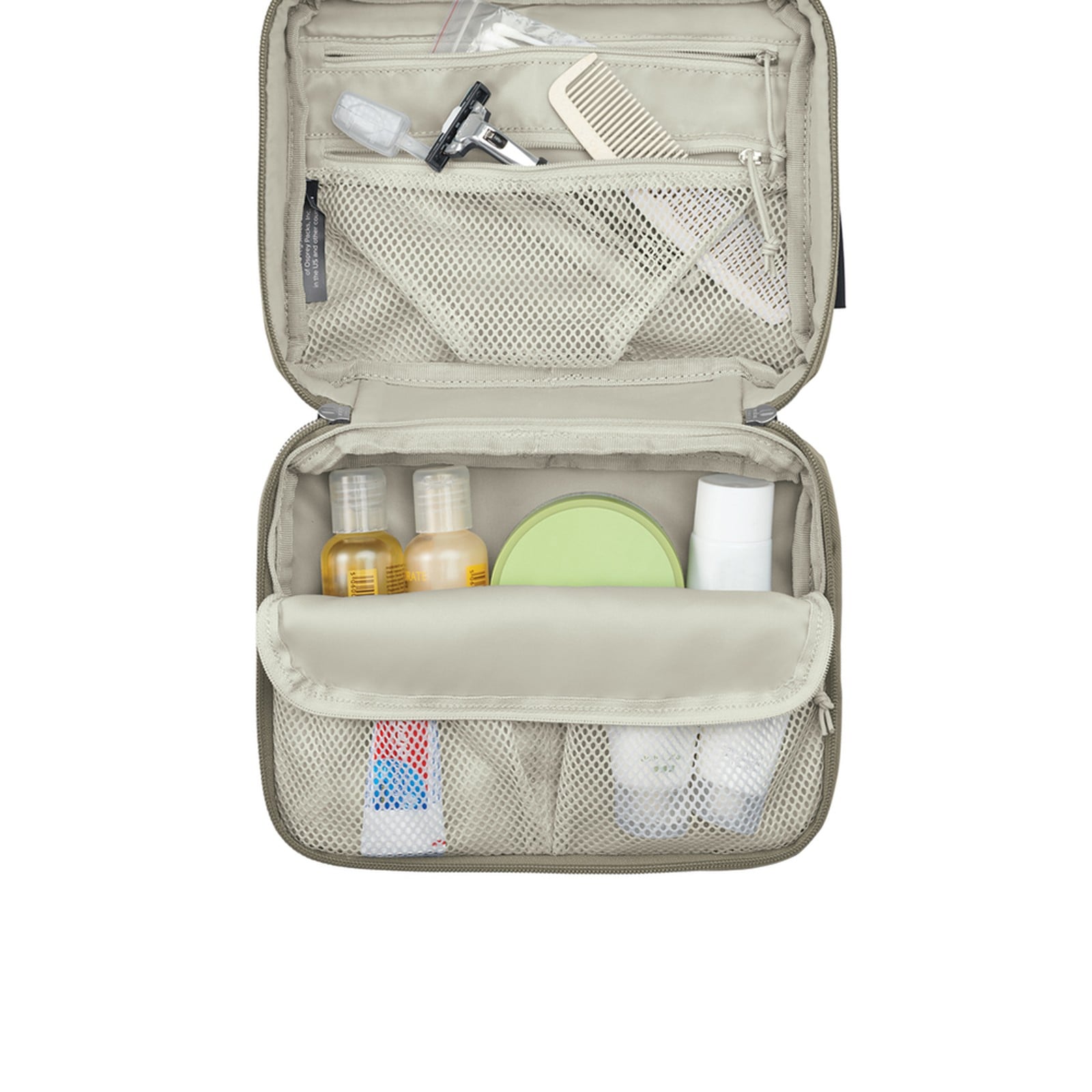 Osprey Daylite Hanging Toiletry Kit in Tan Concrete — angle view 3