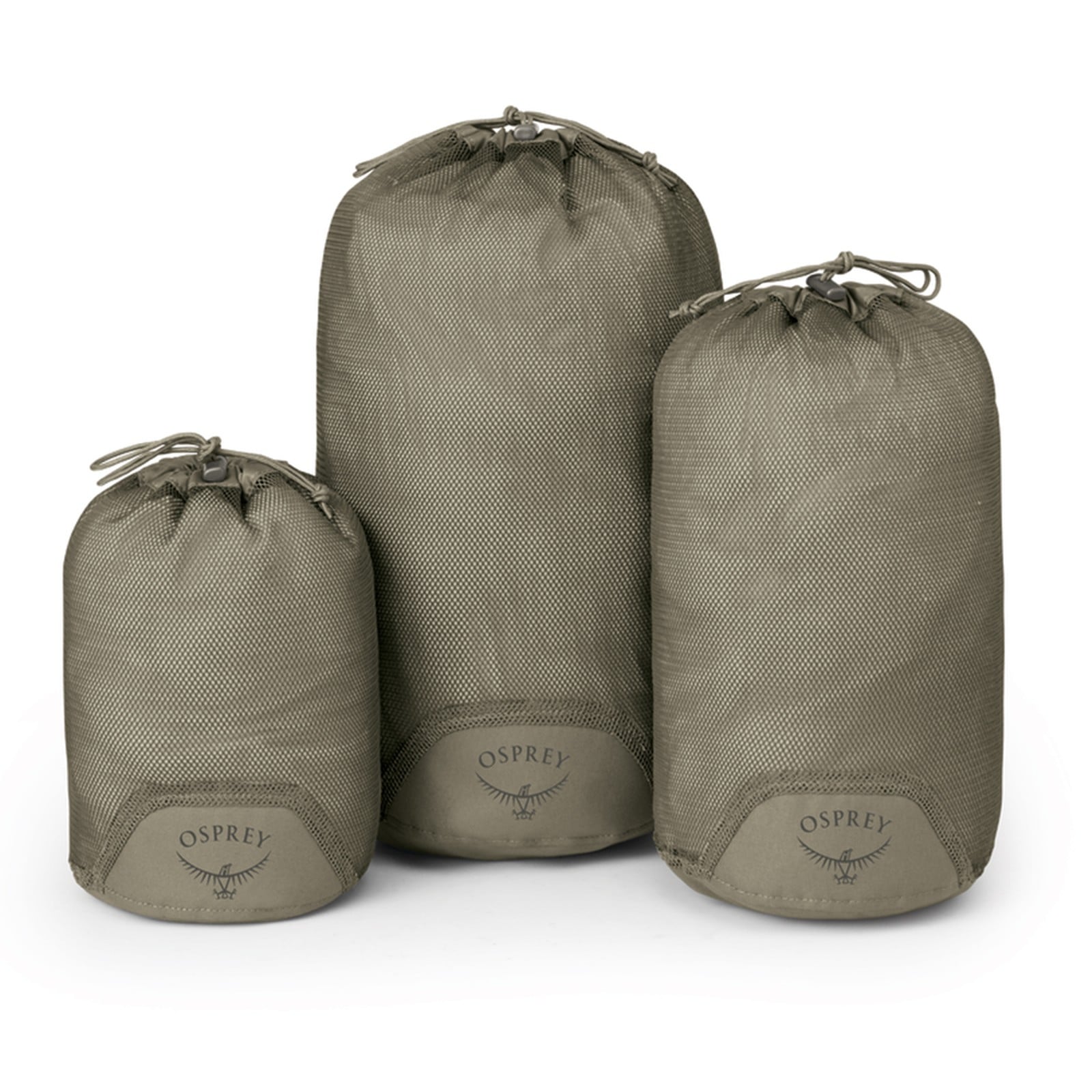 Osprey Daylite Mesh Stuff Sack Set in Tan Concrete — front view