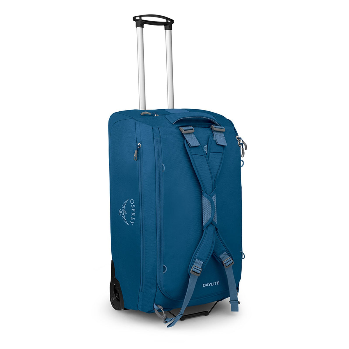 Osprey Daylite Wheeled Duffel 85L in Night Shift Blue — angle view 3