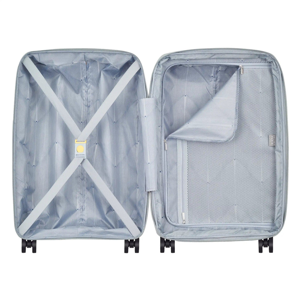 Delsey Dune Carry-On Plus Expandable Spinner in Lunar Rock — interior view
