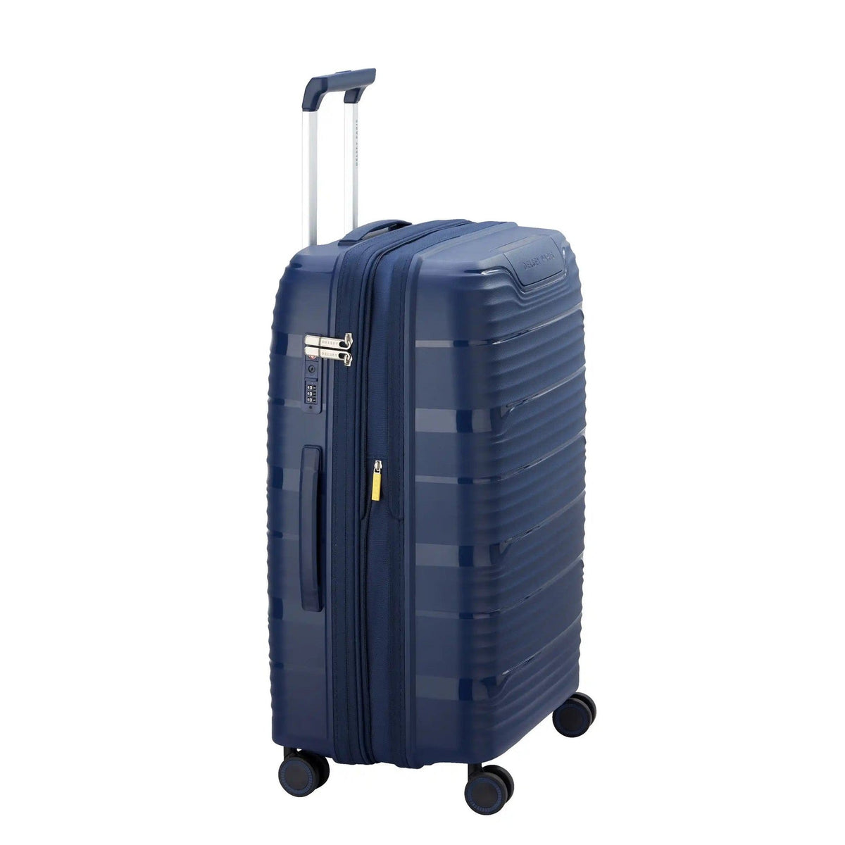 Delsey Dune Medium Expandable Spinner in Navy — side view