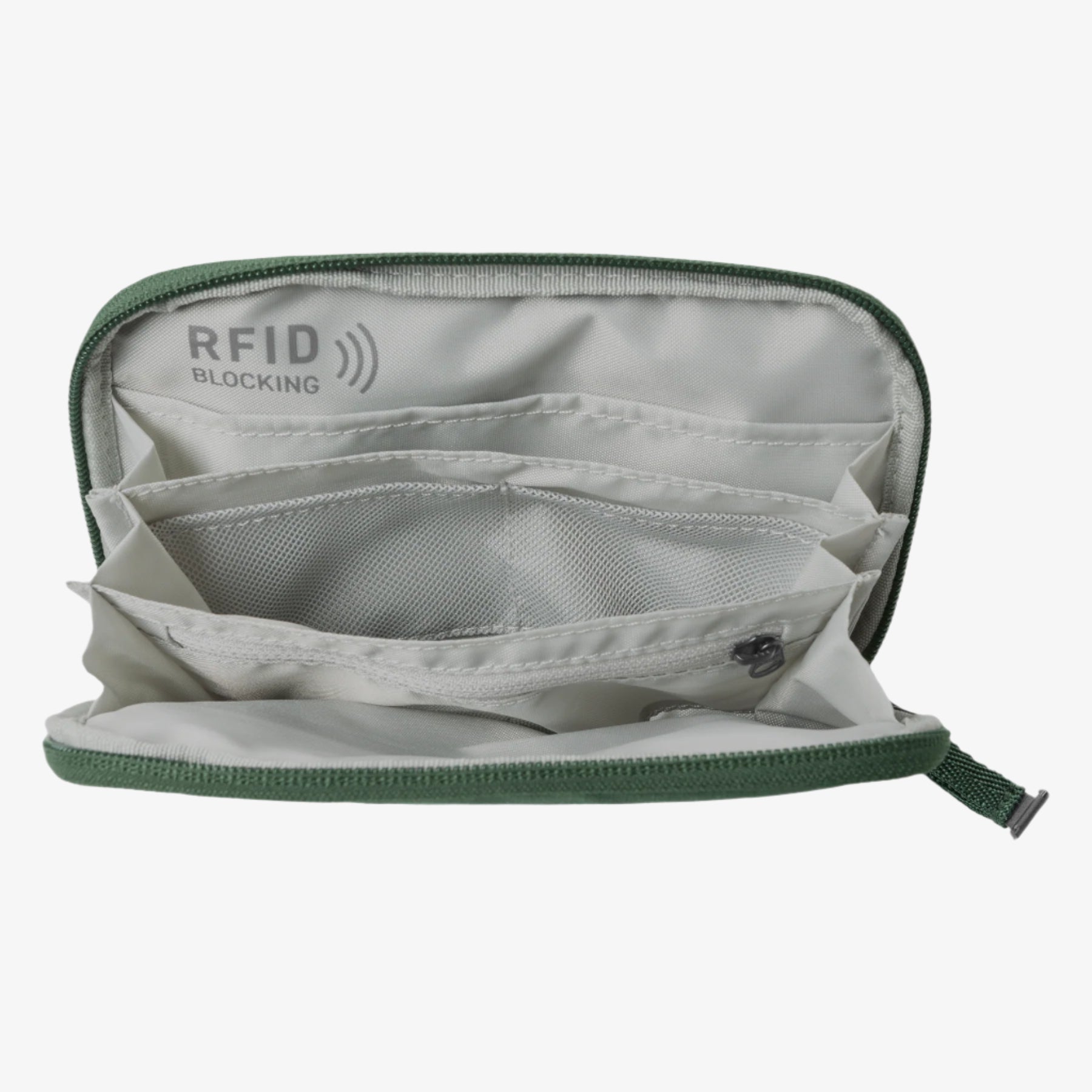 Eagle Creek Stash RFID Passport Wallet in Grass Green — interior view
