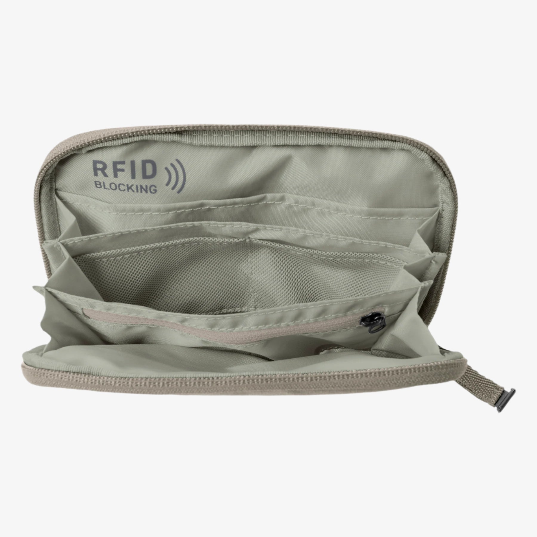 Eagle Creek Stash RFID Passport Wallet in Storm Grey — interior view