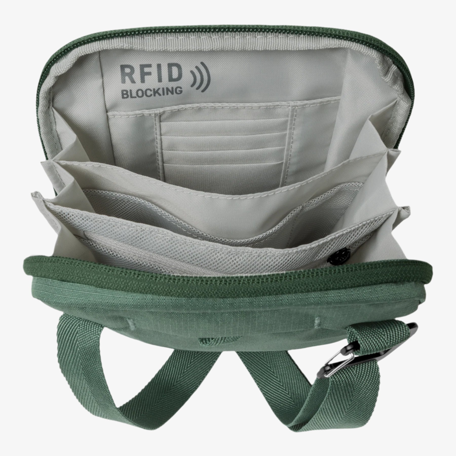 Eagle Creek Stash RFID Crossbody Bag in Grass Green — detail view 3