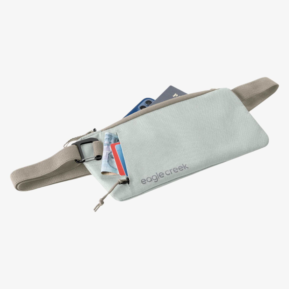 Eagle Creek Stash RFID Sling Bag in Storm Grey — detail view # color_Storm Grey