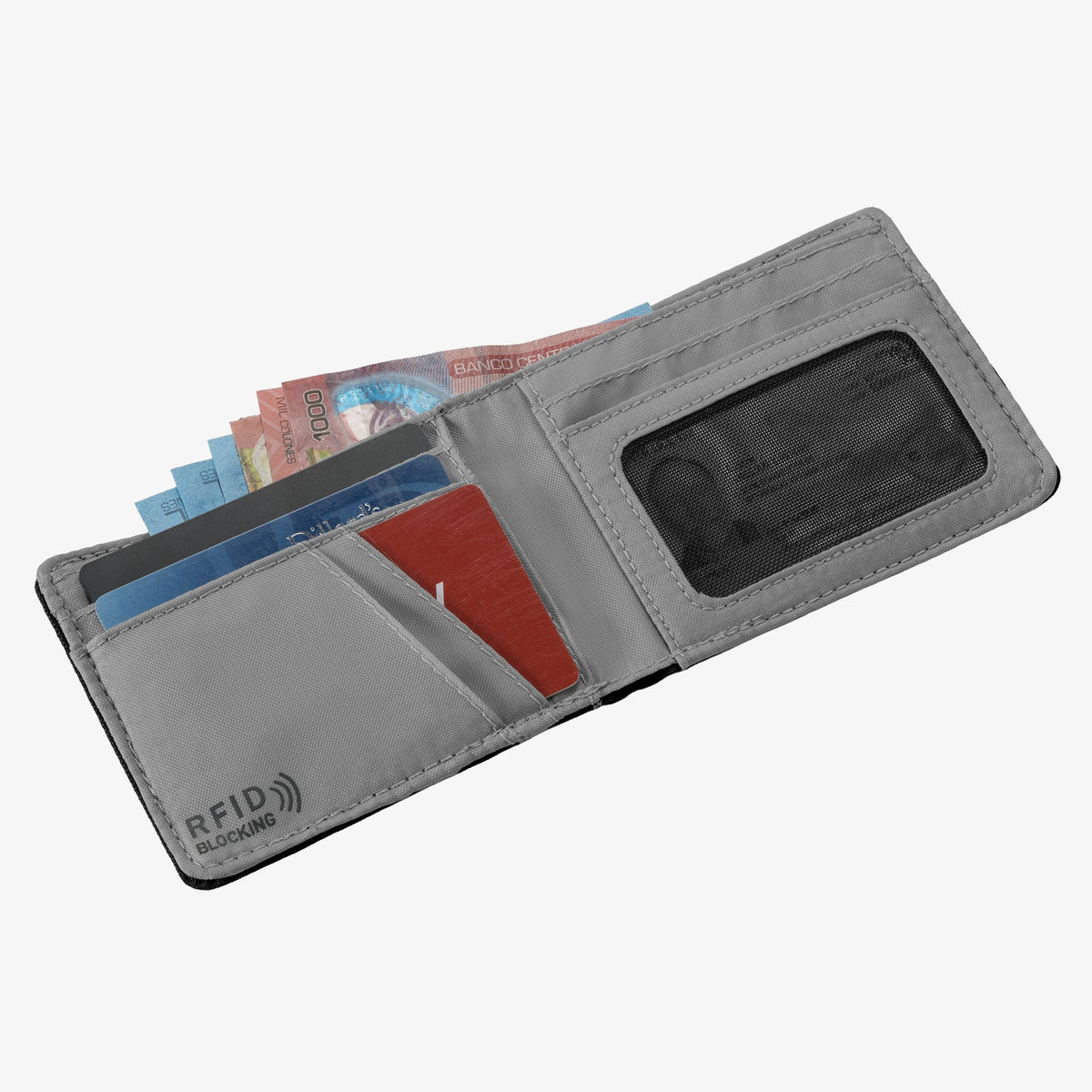 Eagle Creek Stash RFID Bifold Wallet in Black — angle view 3 # color_Black