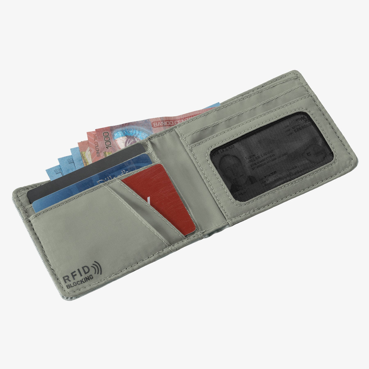 Eagle Creek Stash RFID Bifold Wallet in Storm Grey — angle view 3 # color_Storm Grey