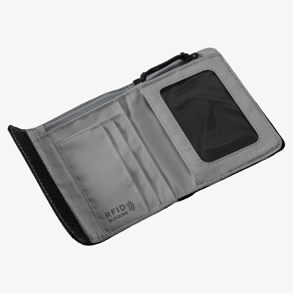 Eagle Creek Stash RFID Trifold Wallet in Black — angle view 2 # color_Black