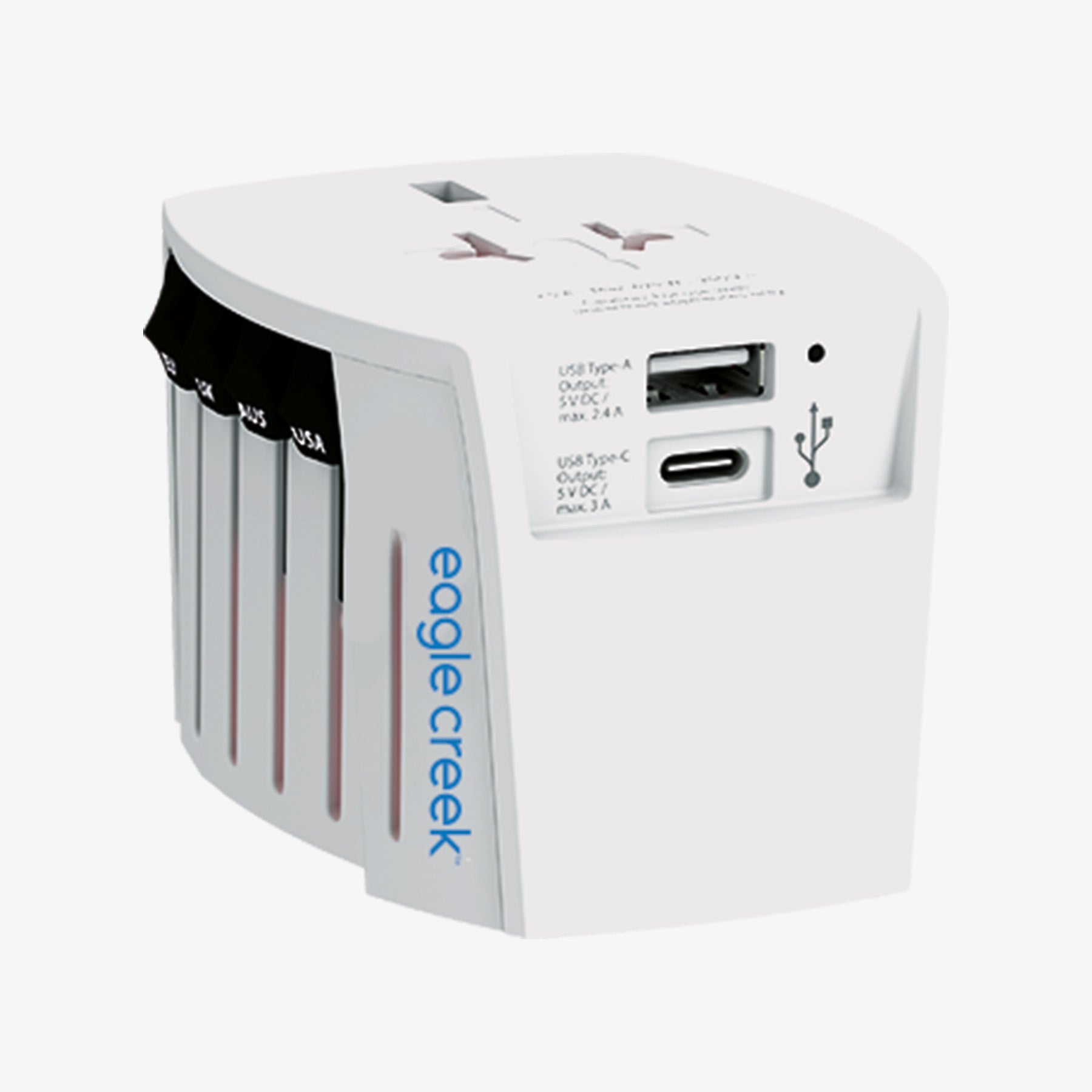 Eagle Creek Global Travel Adapter USB 30W in White — front view