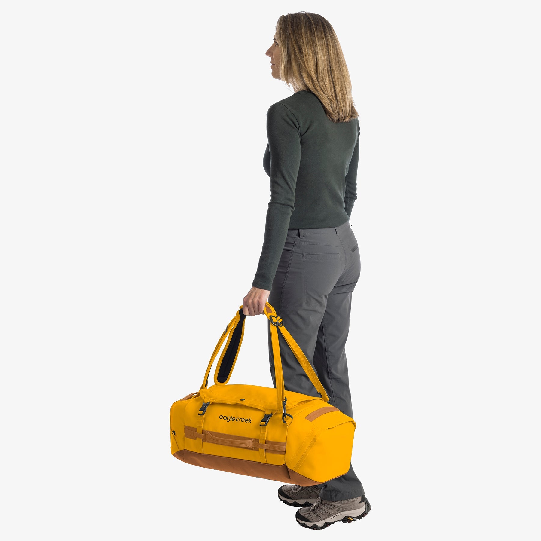 Eagle Creek Cargo Hauler 40L Duffel Bag in Citrus Orange — detail view