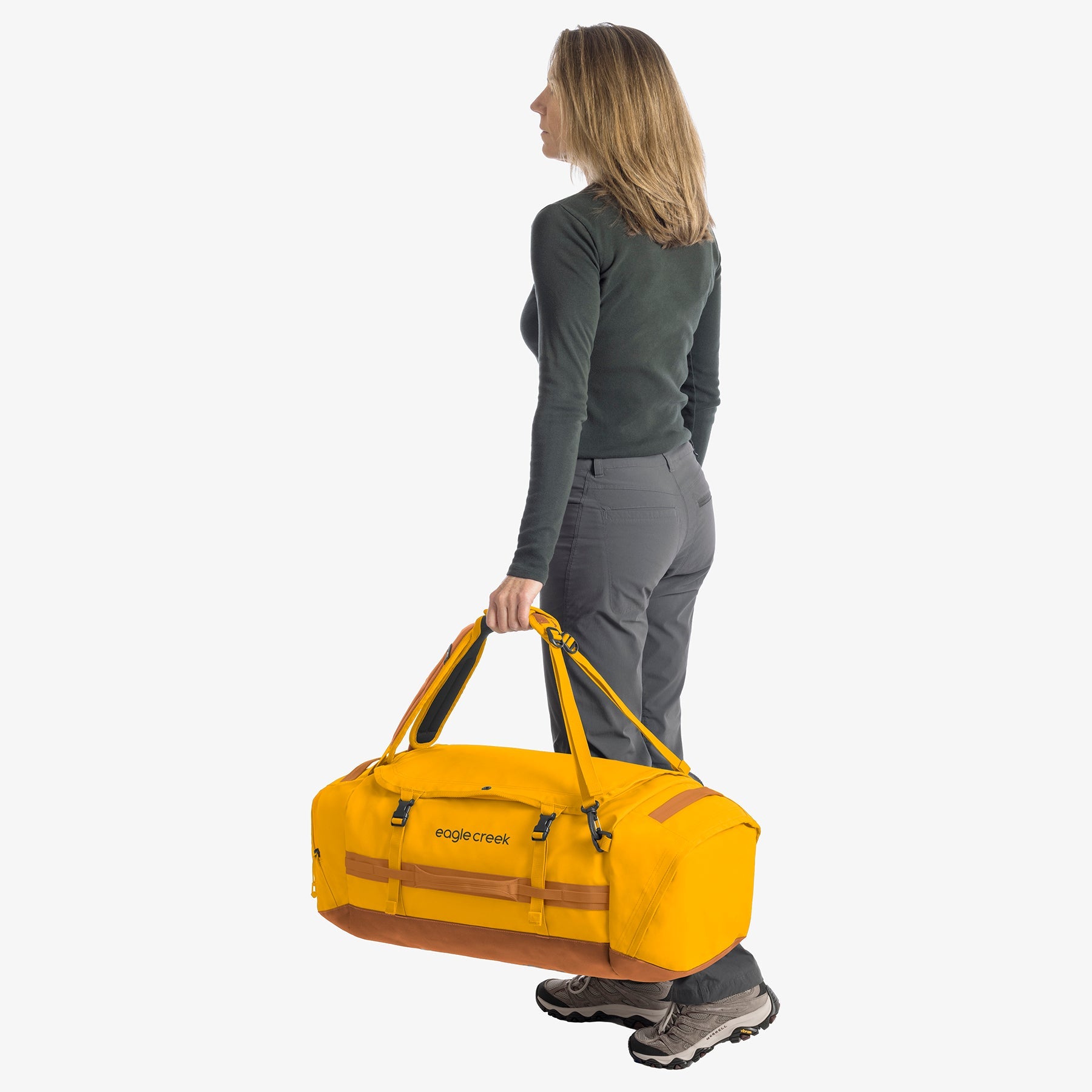 Eagle Creek Cargo Hauler 60L Duffel Bag in Citrus Orange — detail view