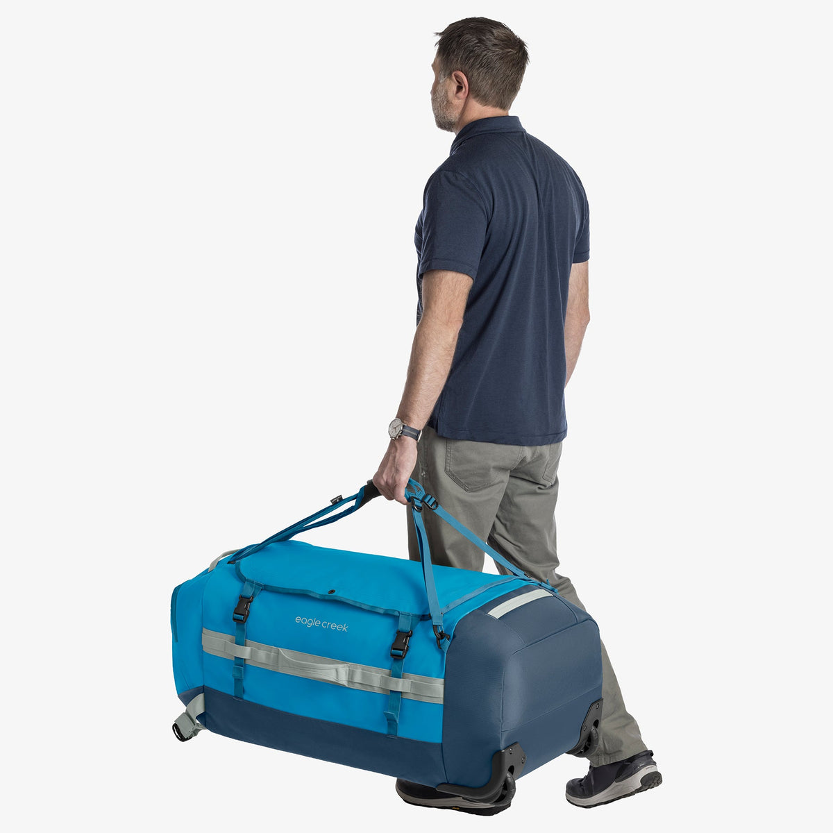 Eagle Creek Cargo Hauler 130L Rolling Duffel Bag in Harbor Blue — detail view # color_Harbor Blue