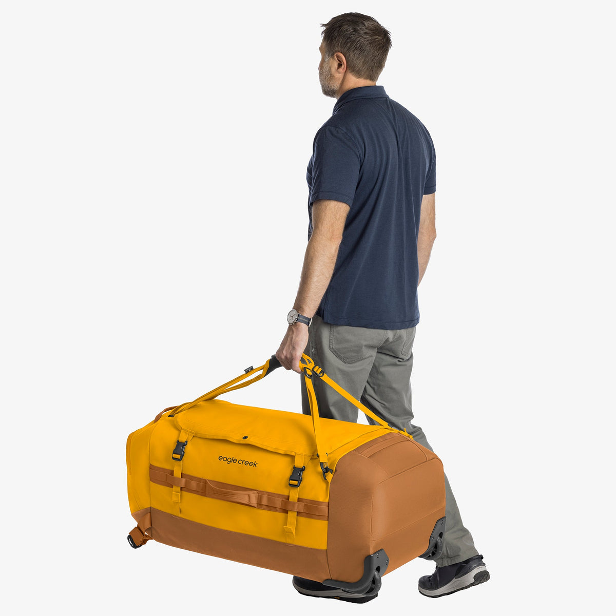Eagle Creek Cargo Hauler 130L Rolling Duffel Bag in Citrus Orange — detail view # color_Citrus Orange