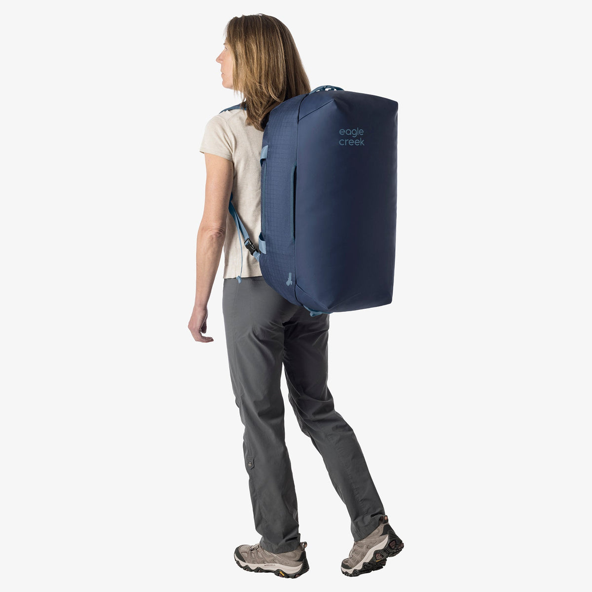Eagle Creek No Matter What 40L Duffel Bag in Pilot Blue — detail view # color_Pilot Blue