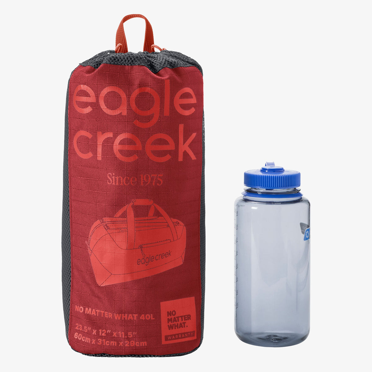 Eagle Creek No Matter What 40L Duffel Bag in Cranberry Red — angle view 2 # color_Cranberry Red