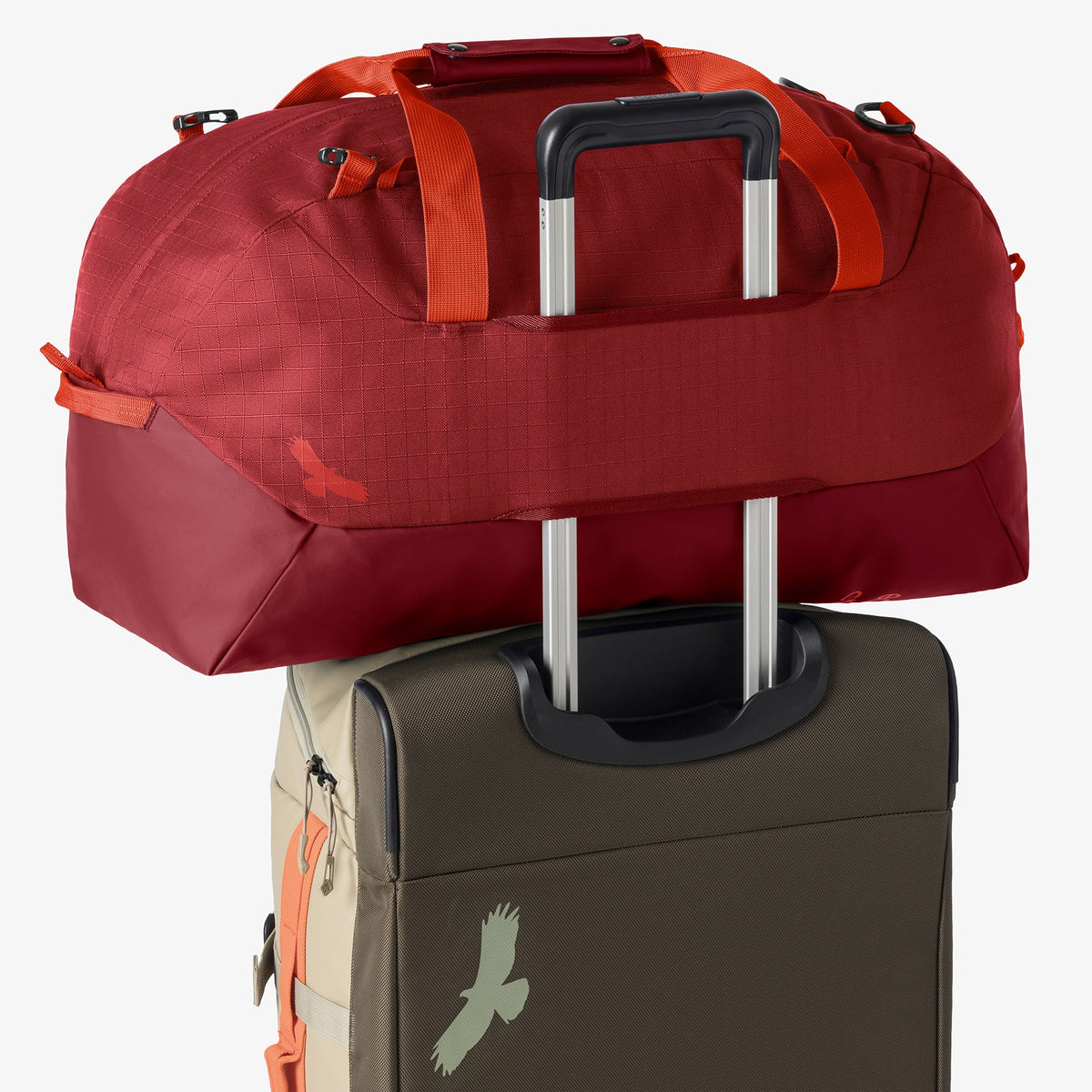 Eagle Creek No Matter What 40L Duffel Bag in Cranberry Red — angle view 3 # color_Cranberry Red