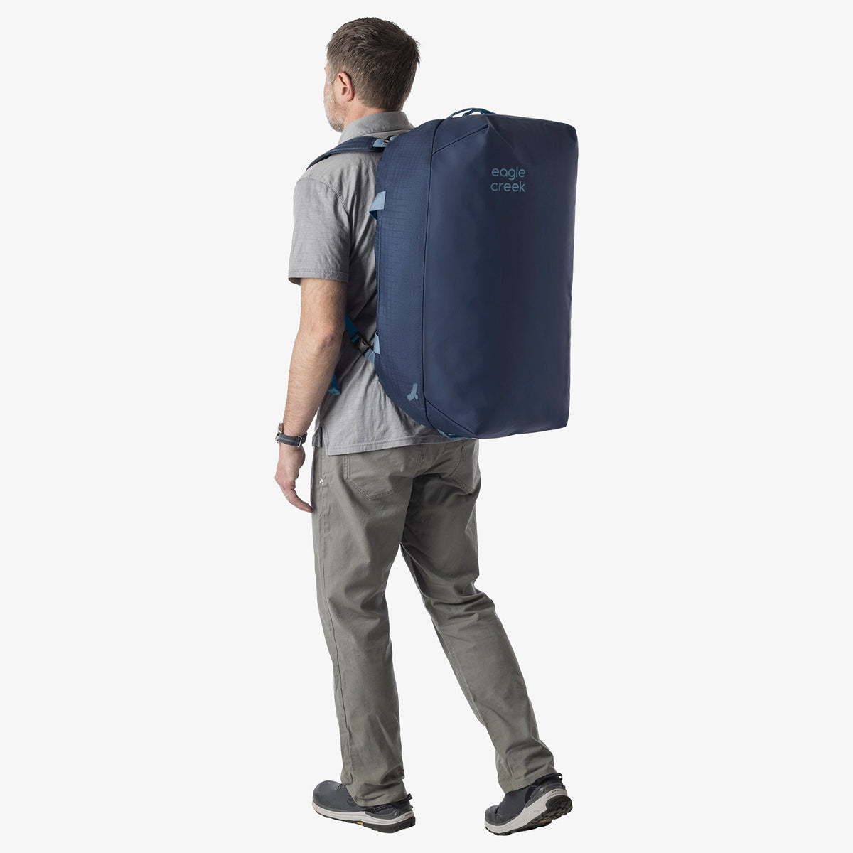 Eagle Creek No Matter What 60L Duffel Bag in Pilot Blue — detail view # color_Pilot Blue