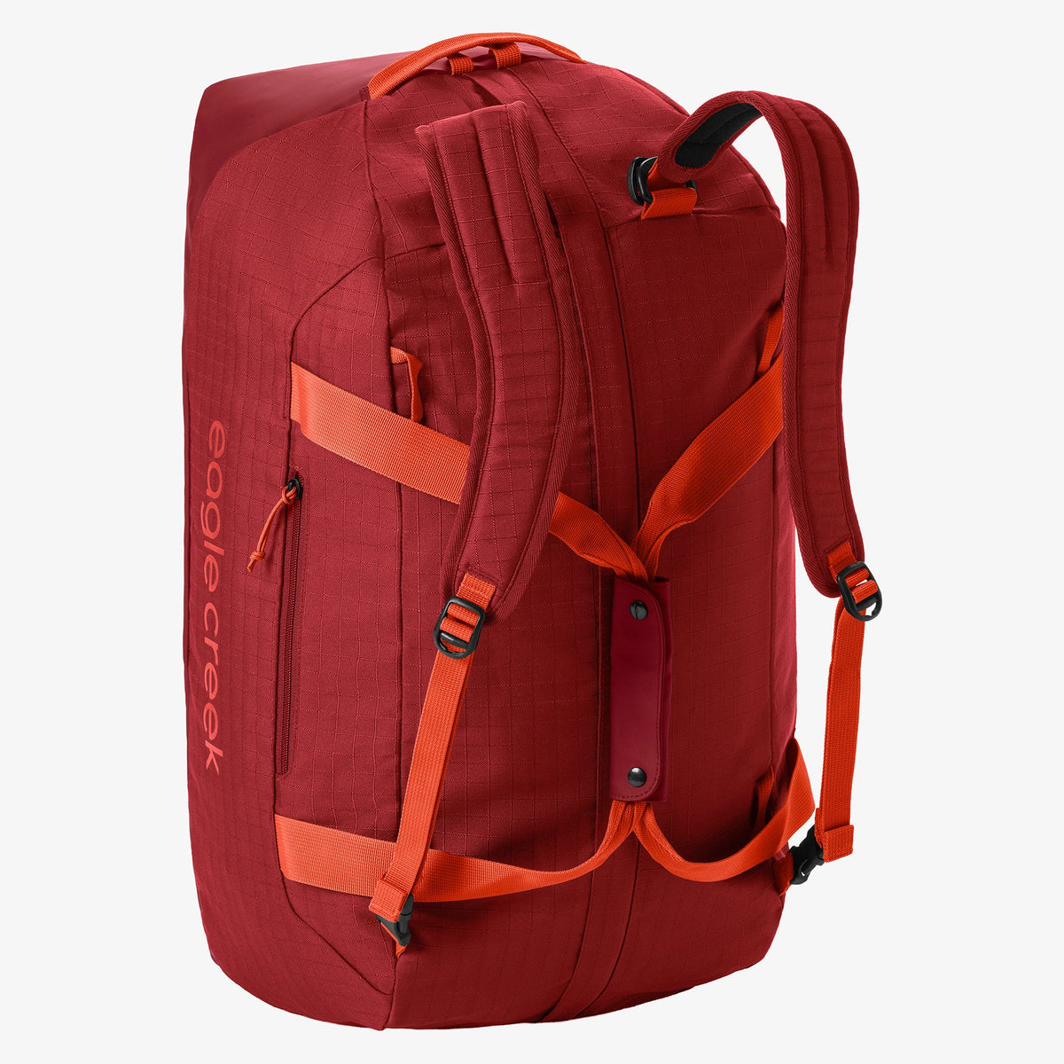 Eagle Creek No Matter What 60L Duffel Bag in Cranberry Red — back view # color_Cranberry Red
