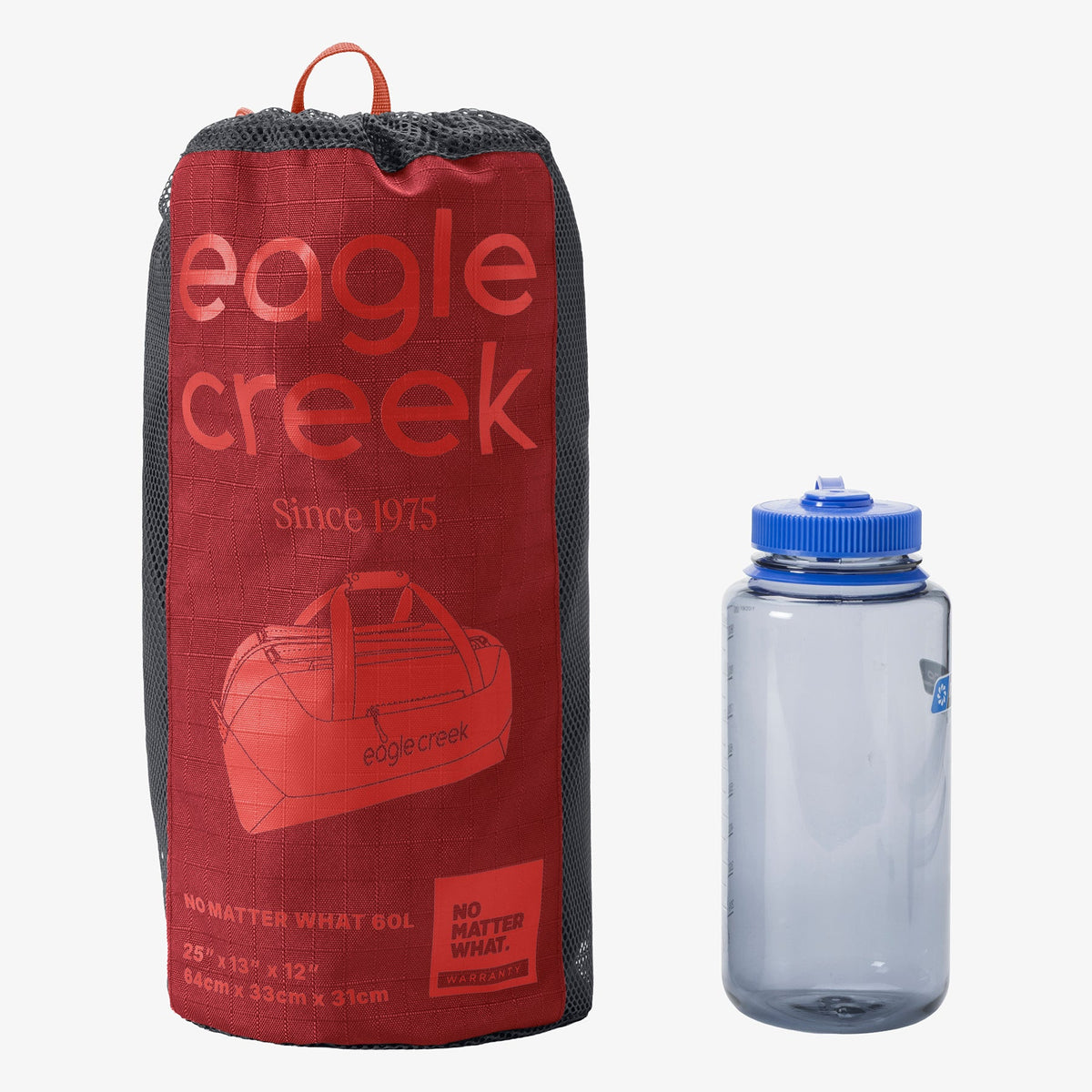 Eagle Creek No Matter What 60L Duffel Bag in Cranberry Red — angle view 2 # color_Cranberry Red