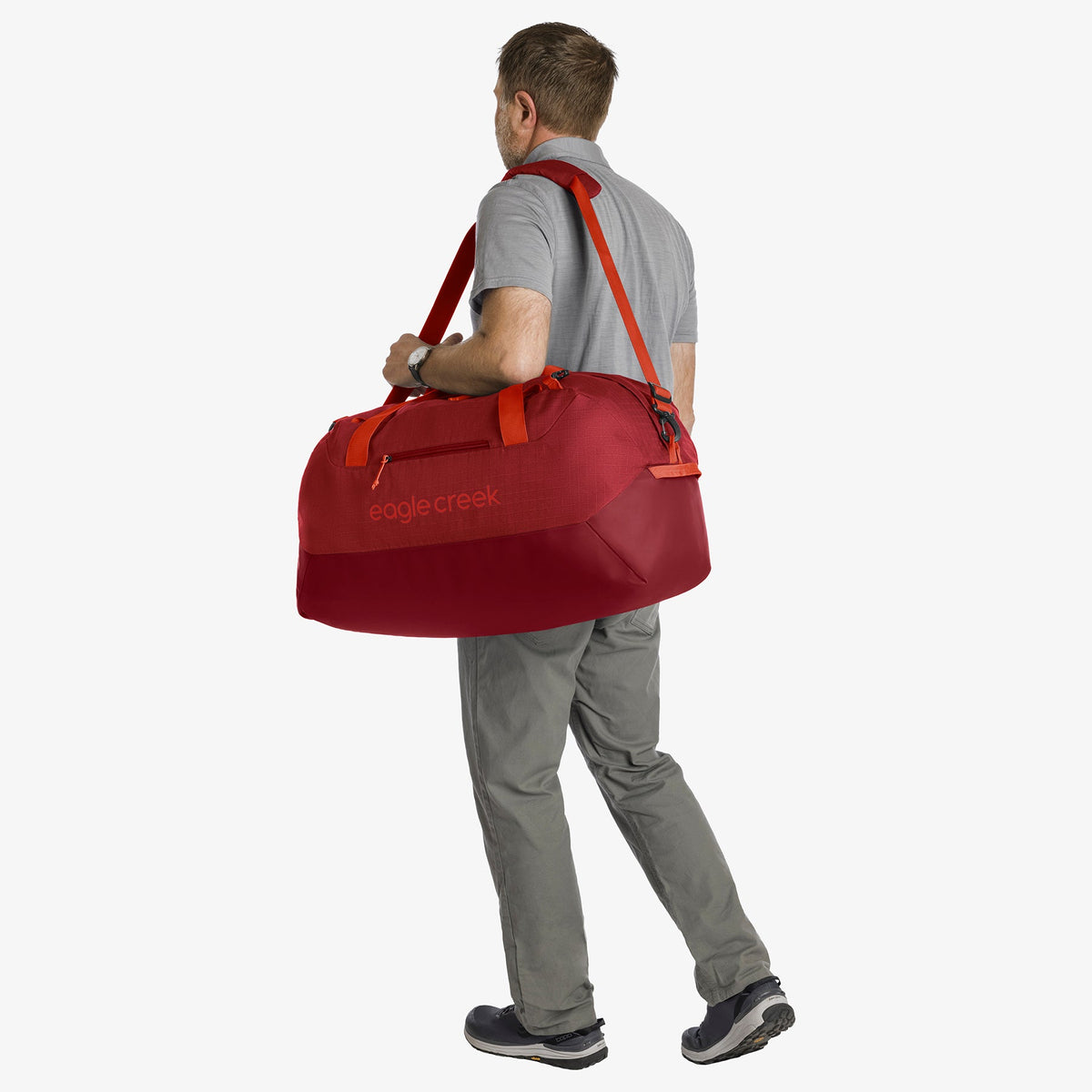 Eagle Creek No Matter What 60L Duffel Bag in Cranberry Red — interior view # color_Cranberry Red