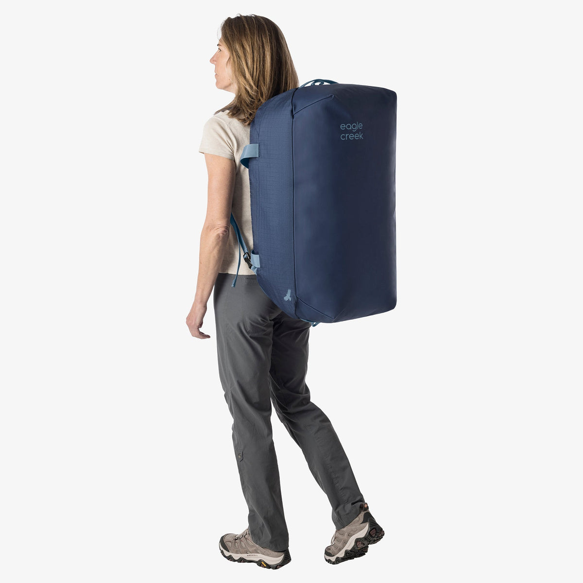 Eagle Creek No Matter What 90L Duffel Bag in Pilot Blue — detail view # color_Pilot Blue