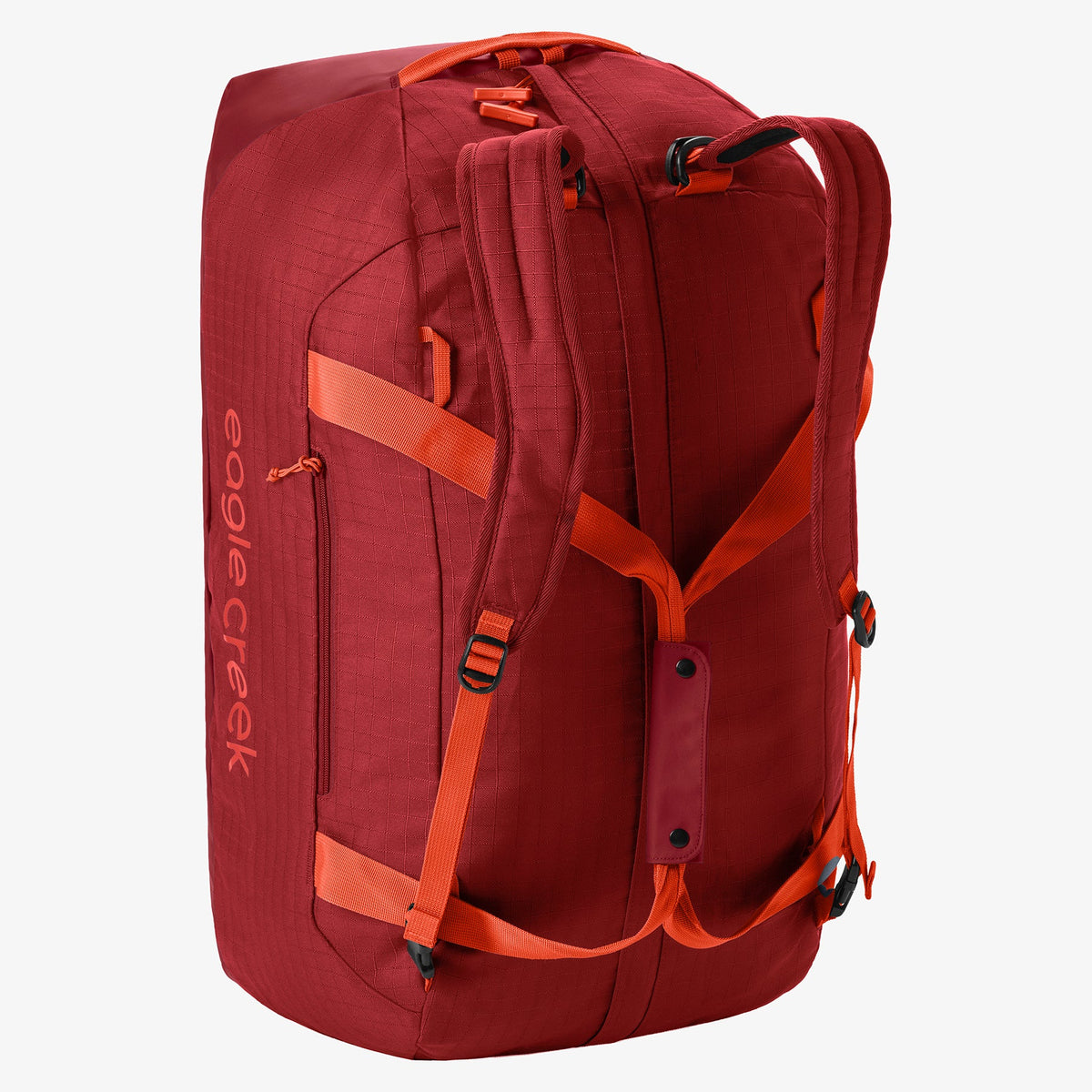 Eagle Creek No Matter What 90L Duffel Bag in Cranberry Red — back view # color_Cranberry Red
