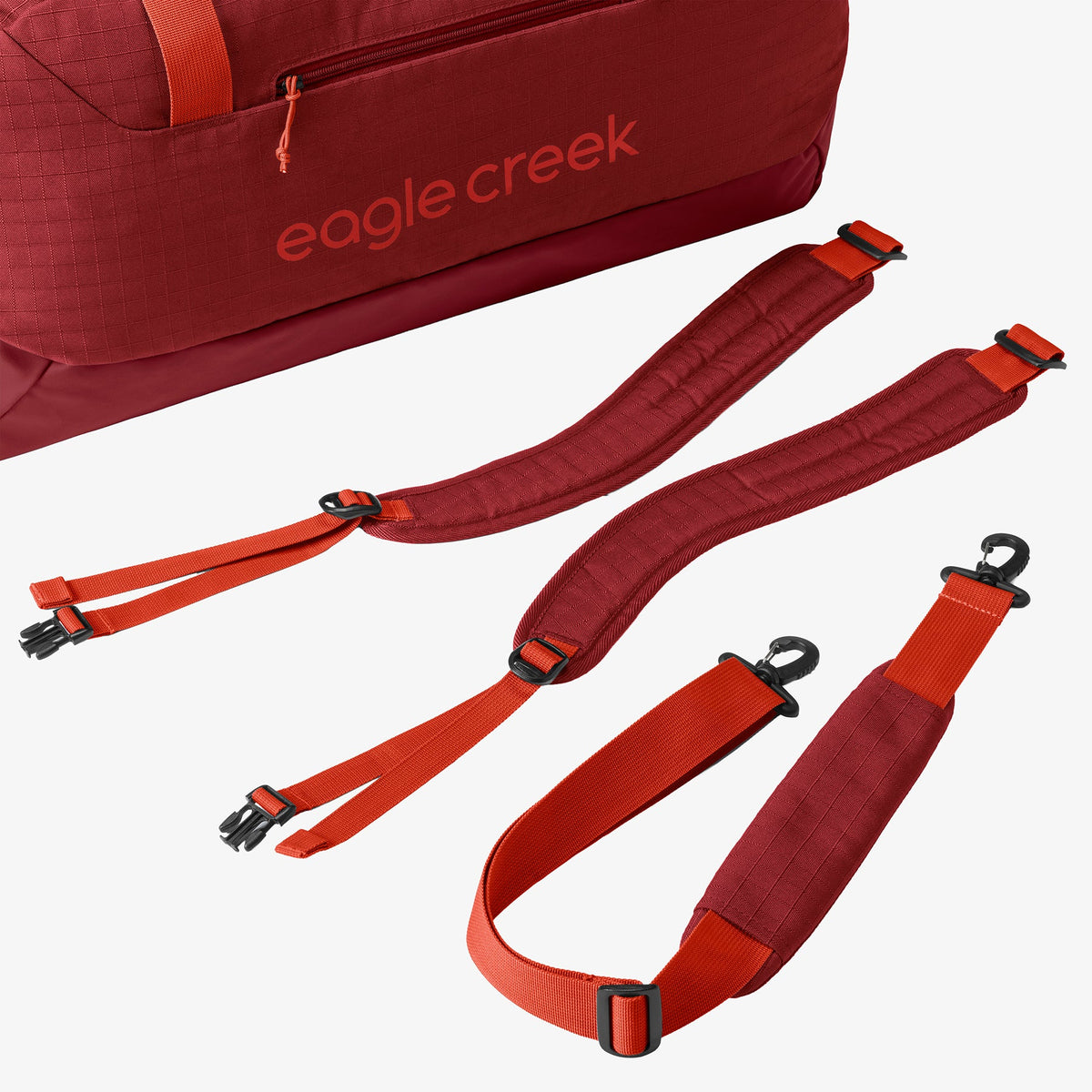 Eagle Creek No Matter What 90L Duffel Bag in Cranberry Red — detail view 3 # color_Cranberry Red