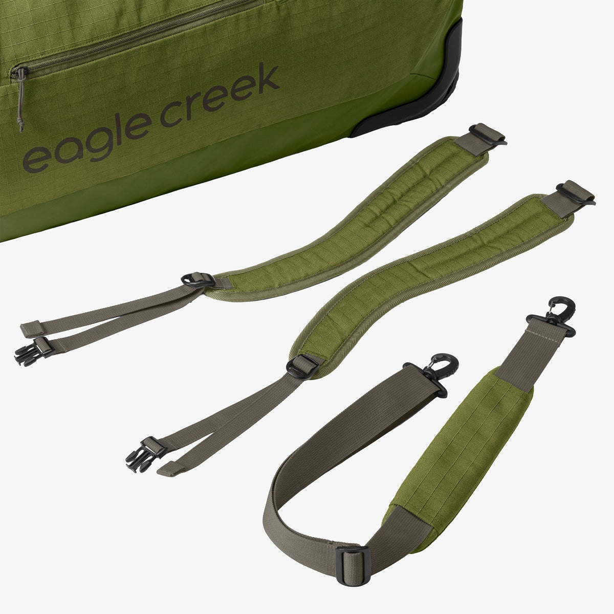 Eagle Creek No Matter What 120L Rolling Duffel Bag in Olive Green — angle view 3 # color_Olive Green