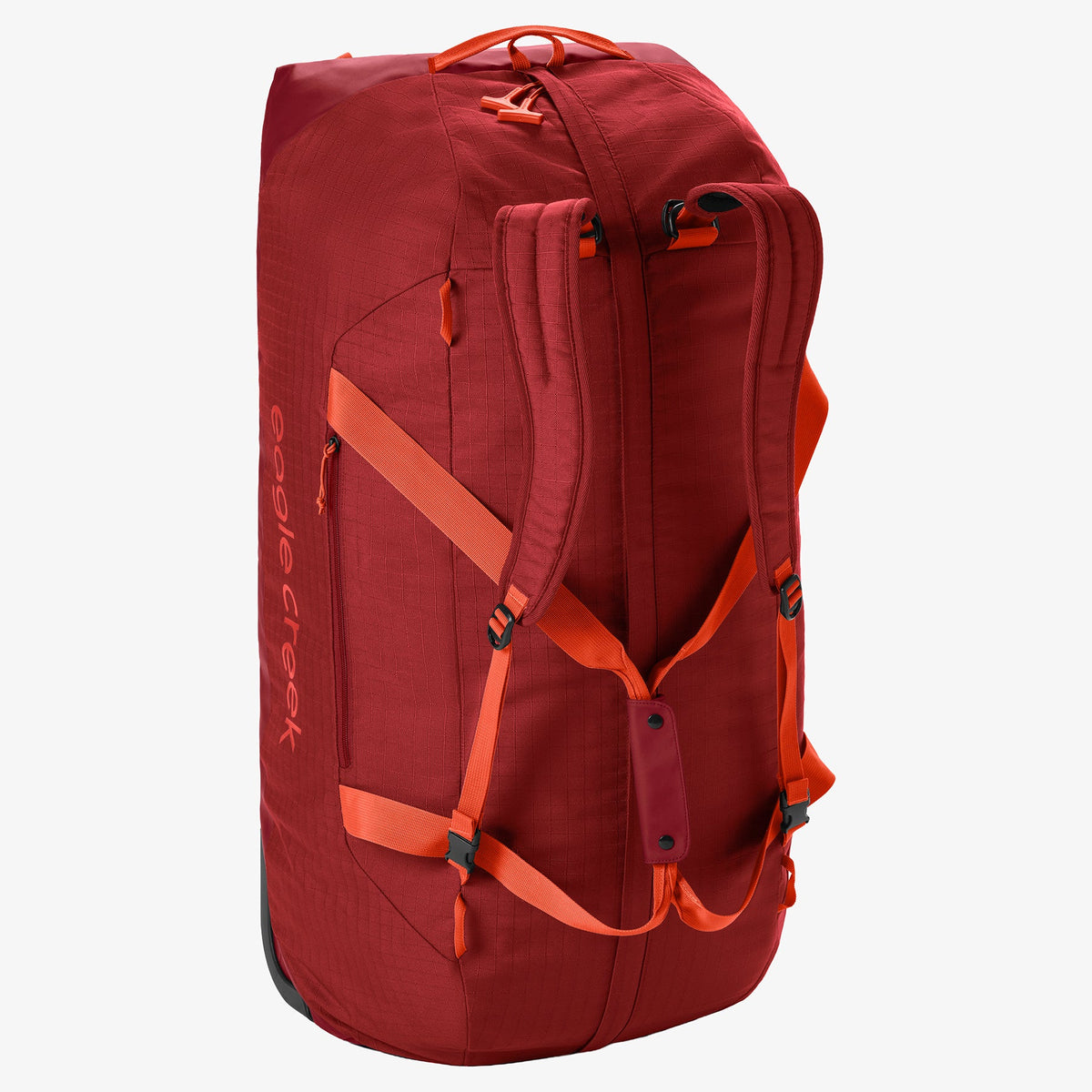 Eagle Creek No Matter What 120L Rolling Duffel Bag in Cranberry Red — back view # color_Cranberry Red