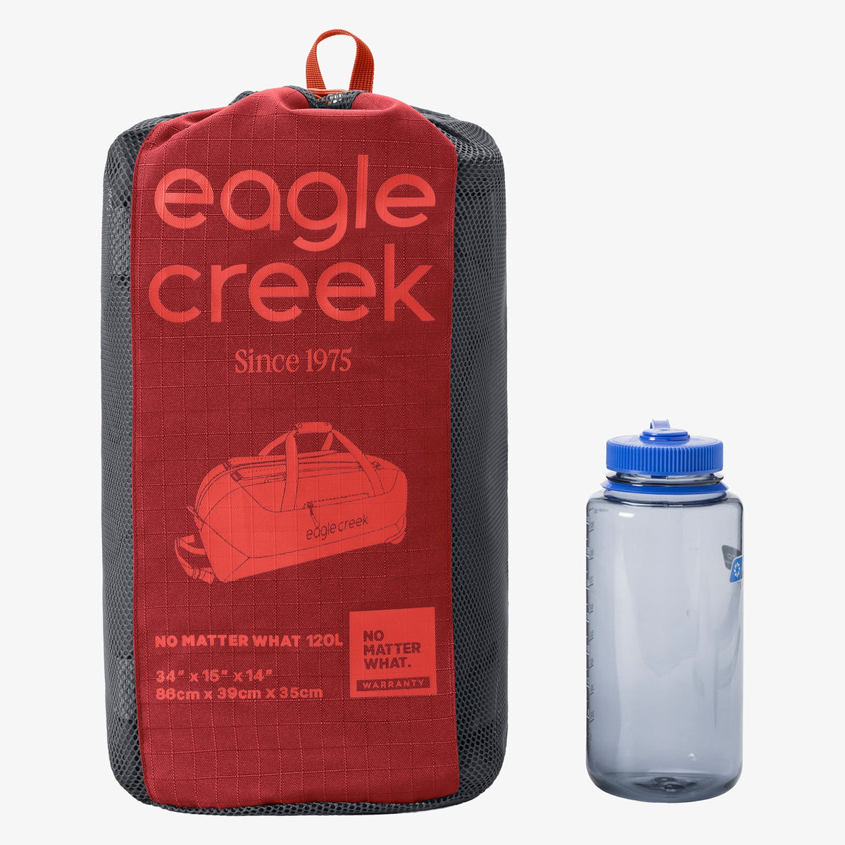 Eagle Creek No Matter What 120L Rolling Duffel Bag in Cranberry Red — angle view 2 # color_Cranberry Red
