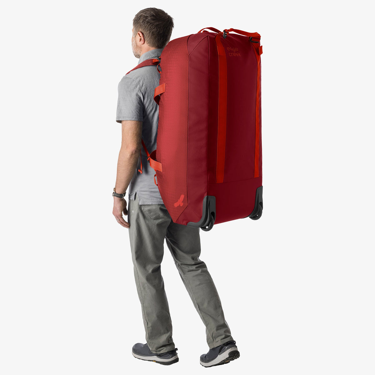 Eagle Creek No Matter What 120L Rolling Duffel Bag in Cranberry Red — detail view 2 # color_Cranberry Red