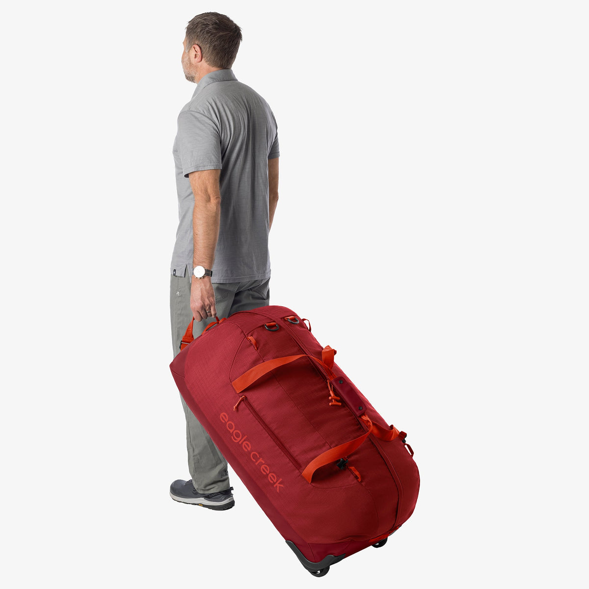 Eagle Creek No Matter What 120L Rolling Duffel Bag in Cranberry Red — detail view 3 # color_Cranberry Red