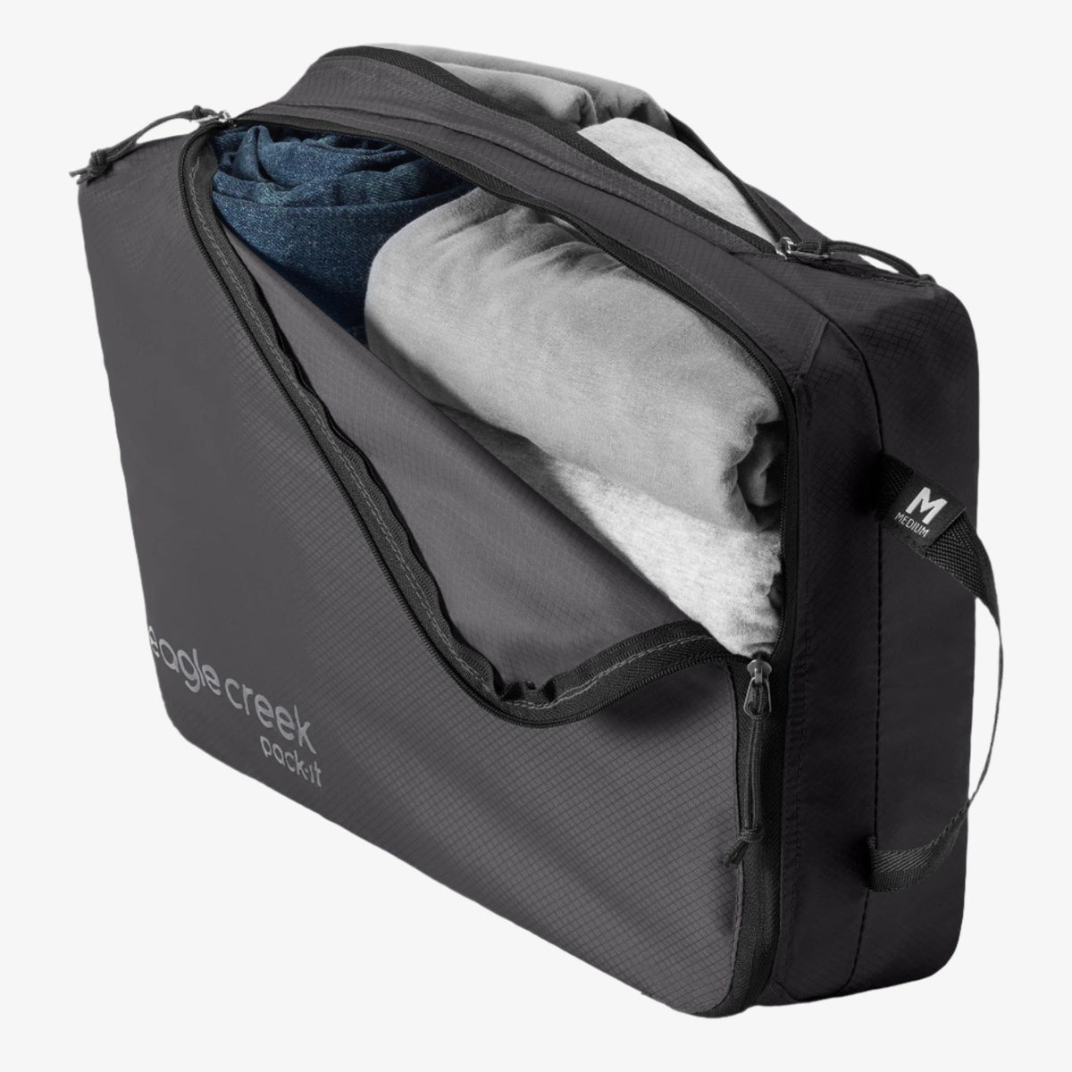 Eagle Creek Pack-It Isolate Clean/Dirty Packing Cube M in Black — interior view # color_Black