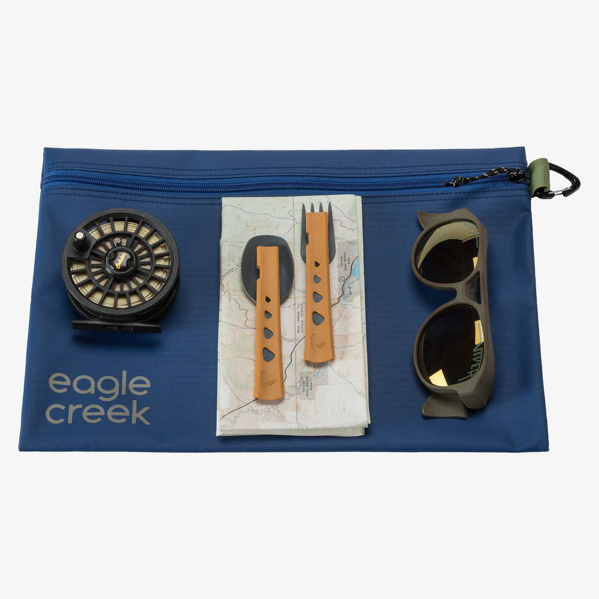 Eagle Creek Pack-It Gear Pouch M in Atlantic Blue — angle view 3 # color_Atlantic Blue