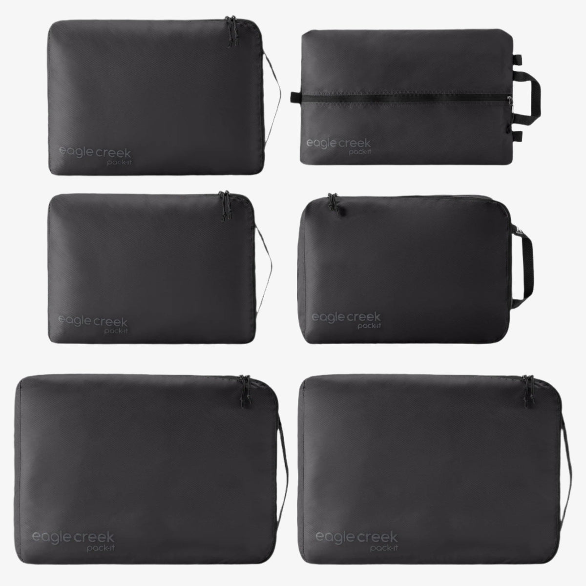Eagle Creek Pack-It Isolate Extended Stay Packing Cube Set in Black — front view # color_Black