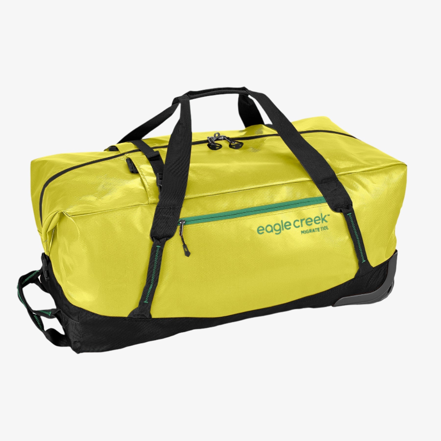 Eagle Creek Migrate Wheeled Duffel Bag 110L in Electric Yellow — front view # color_Electric Yellow