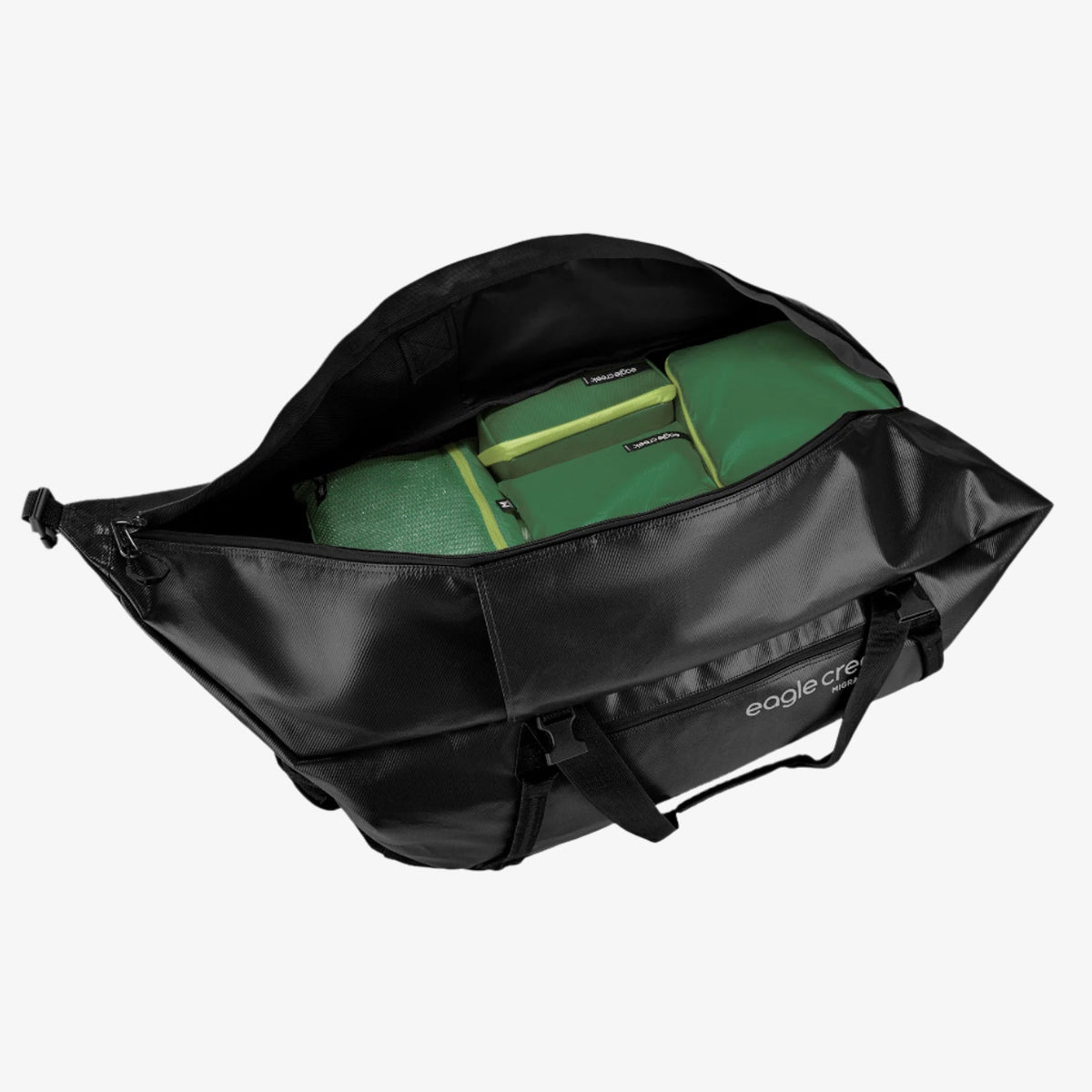 Eagle Creek Migrate 130L Rolling Duffel Bag in Midnight Black — angle view 2 # color_Midnight Black