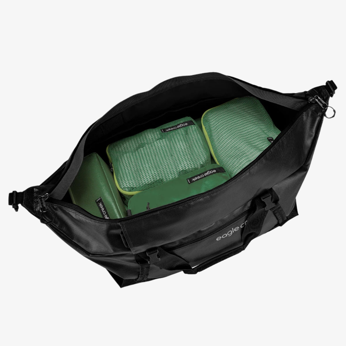 Eagle Creek Migrate Duffel Bag 90L in Midnight Black — angle view 3