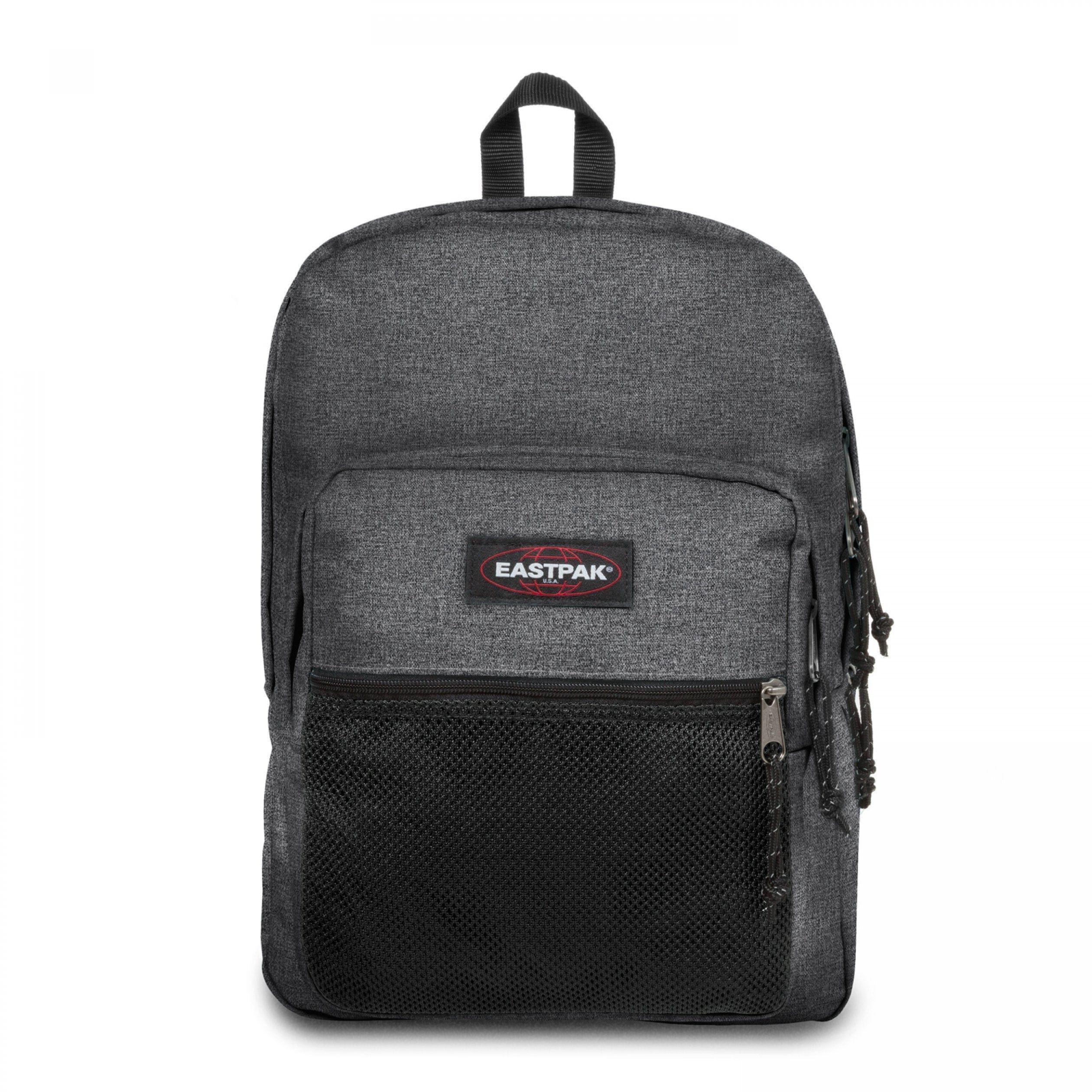 Eastpak Pinnacle Backpack 38L in Black Denim — front view # color_Black Denim