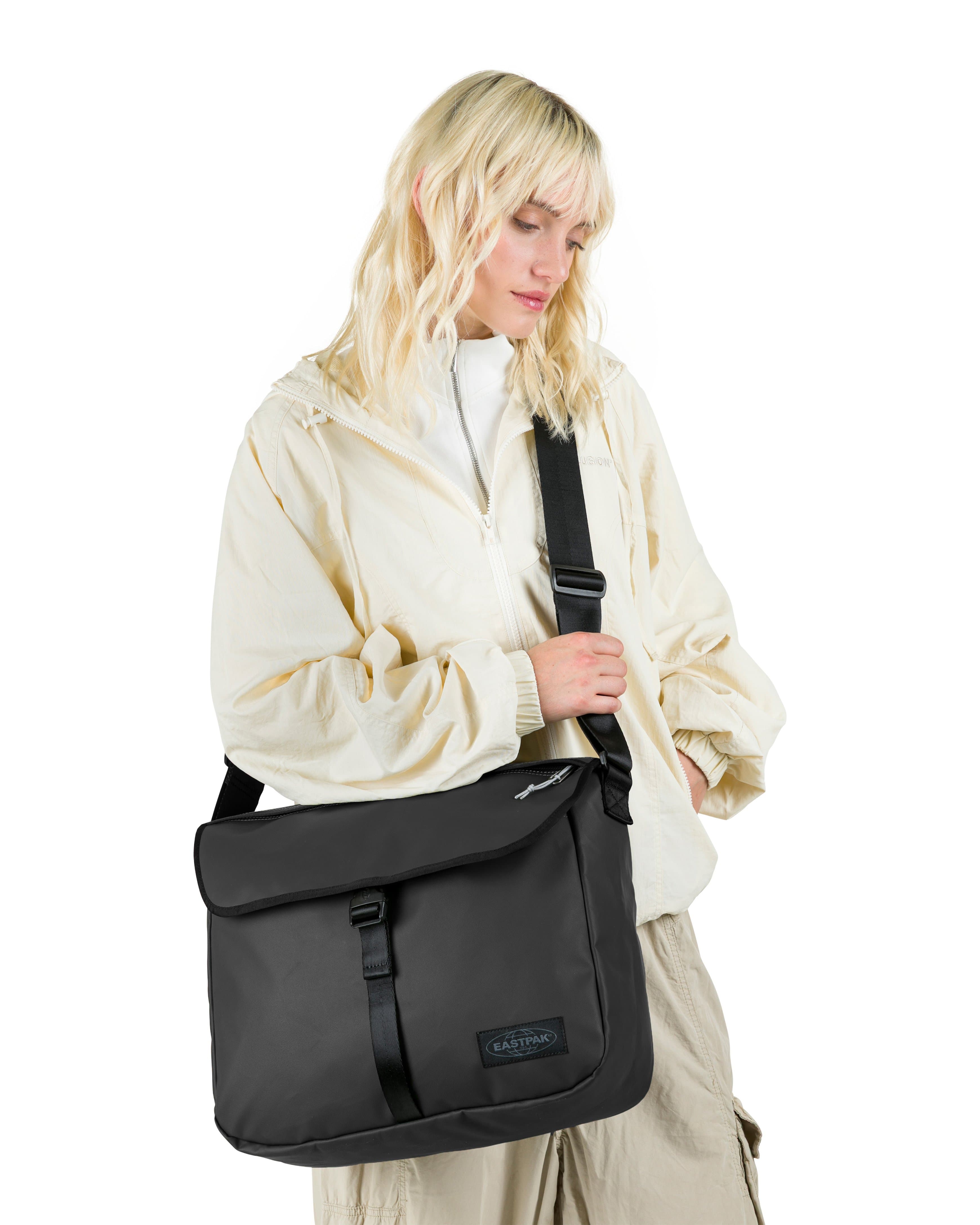 Eastpak Delegate + Messenger Bag 20L in Tarp Black — lifestyle # color_Tarp Black