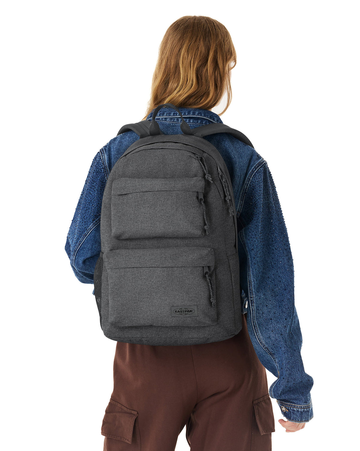Eastpak Padded Double Backpack 24L in Black Denim — lifestyle