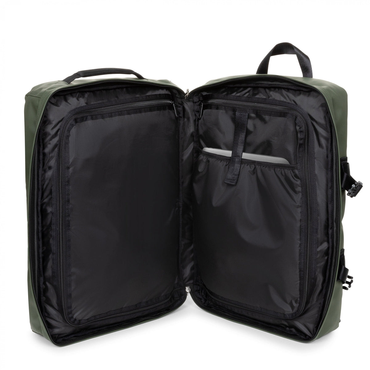 Eastpak Travelpack Backpack Tarp Edition 42L in Tarp Forest — interior view