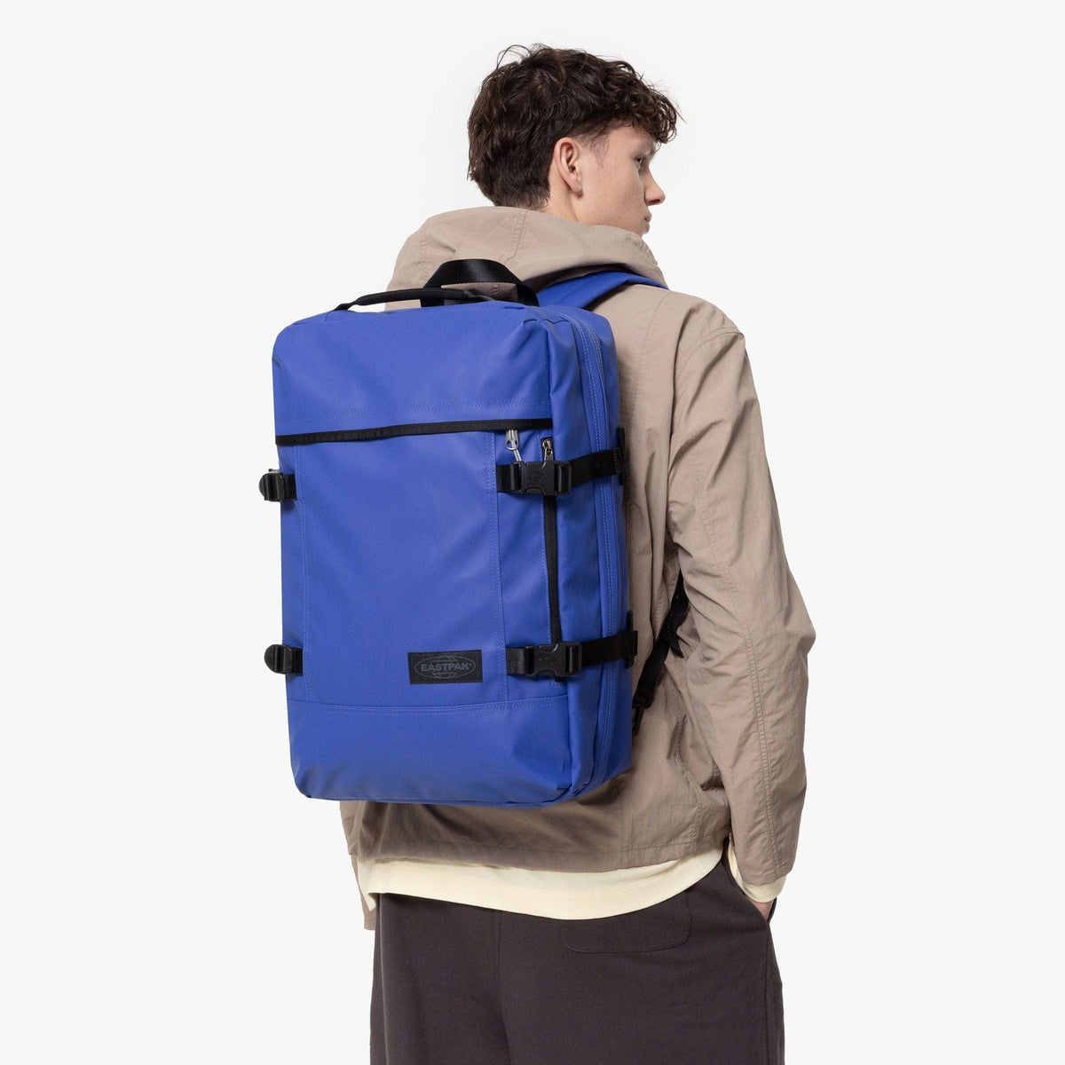 Eastpak Travelpack Backpack Tarp Edition 42L in Tarp Blue — lifestyle